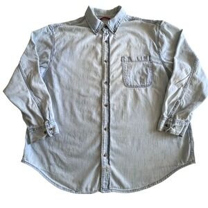 Signature by Levi Strauss & Co‎ Denim Shirt 2XL Light Wash Button Up Distressed